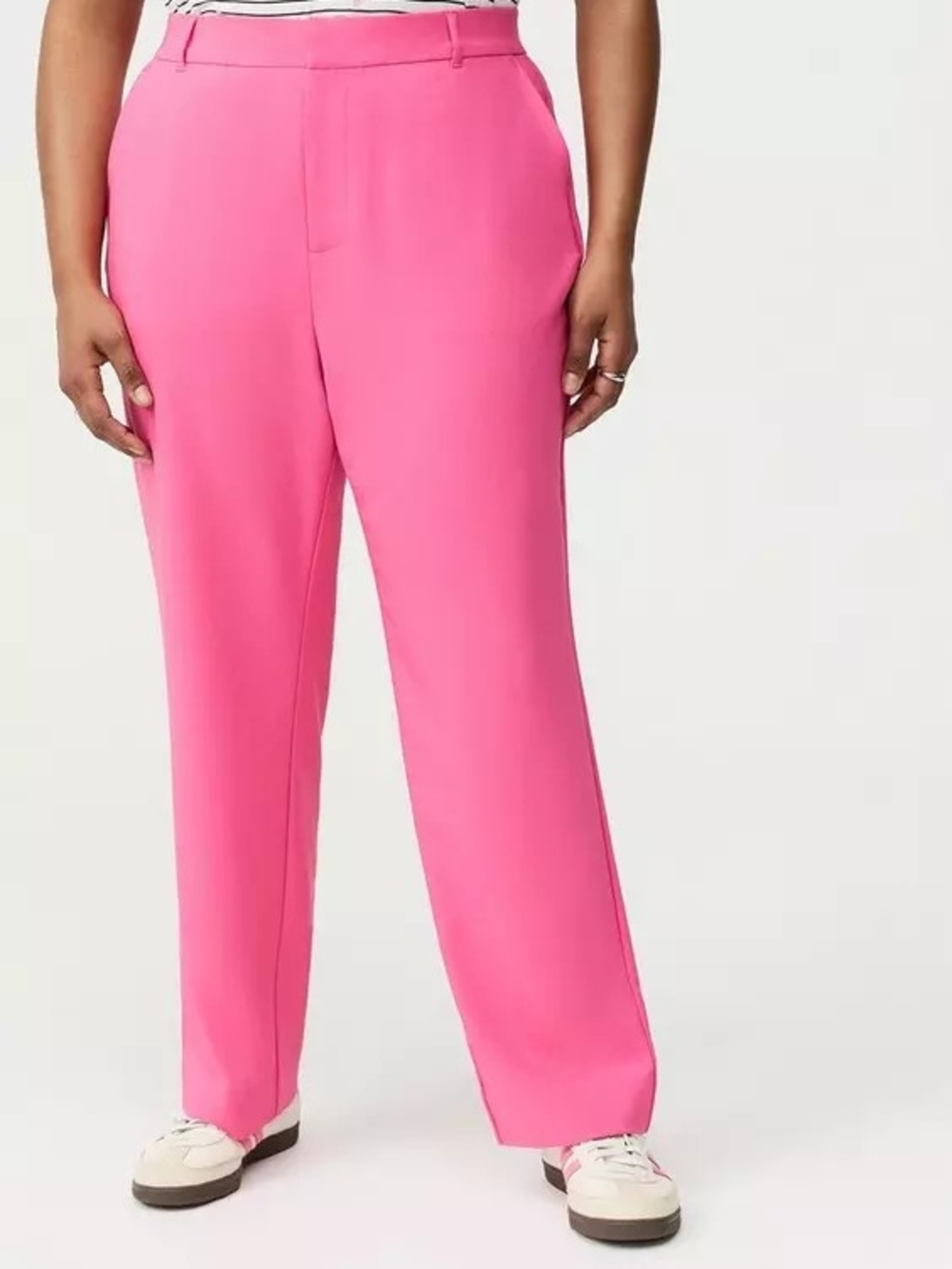 Torrid High-Waist Straight-Leg Pink Crepe Pants